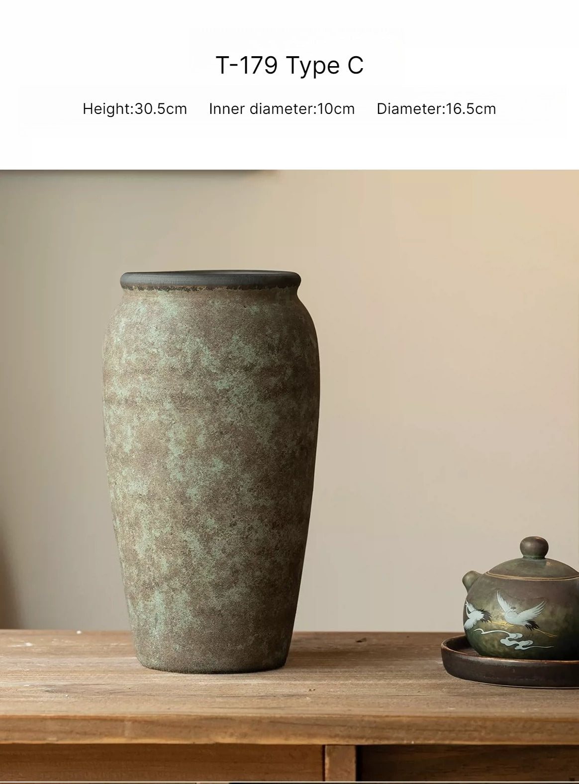Antique Clay Pot Vase, New Chinese Wabi‑Sabi Ceramic Vase for Dried Flowers
