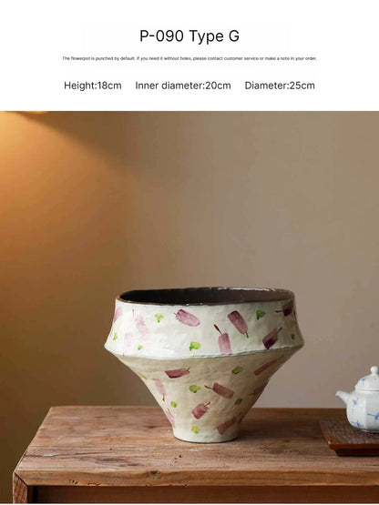 Handmade Jingdezhen Kiln Glaze Tapered Plant Pot For Home Floral Landscape Decor Gift