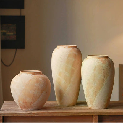 Rustic Clay Vase, New Chinese Zen Ceramic Vase for Table Decor