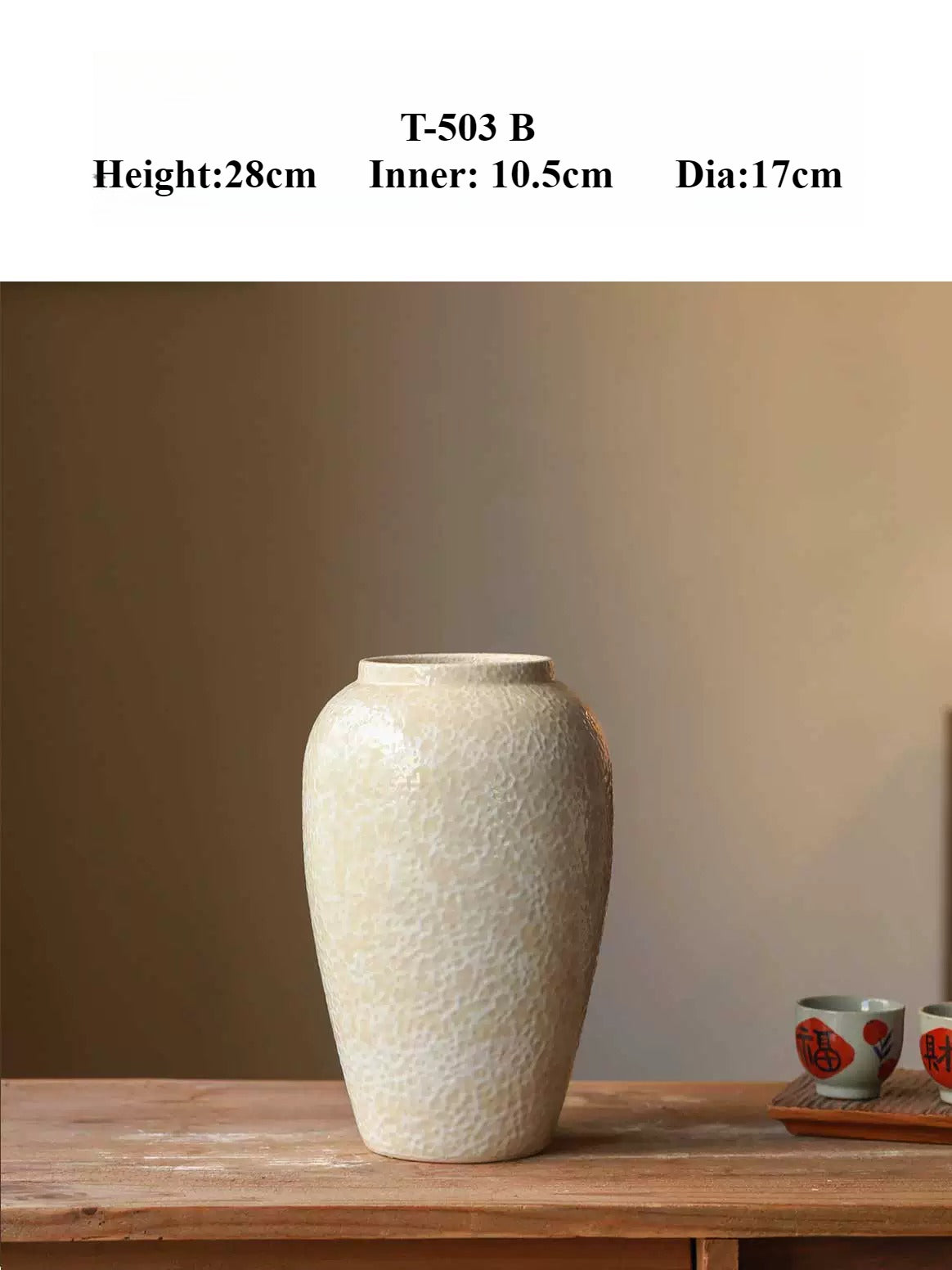 Crackle Glaze Vase, Chinese Retro Ceramic Vase for Table Decor