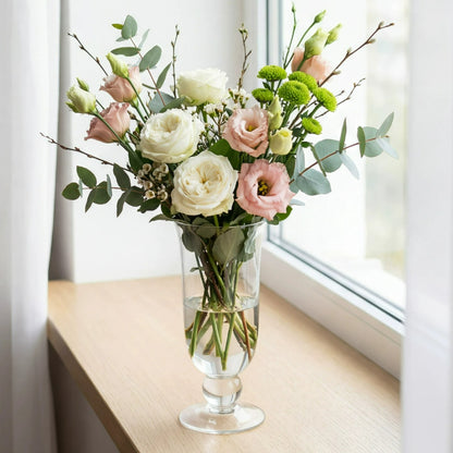French Tall Clear Glass Vase Elegant Hydroponic Fresh Cut Flower Vase Modern Home Living Room Decor Ornament