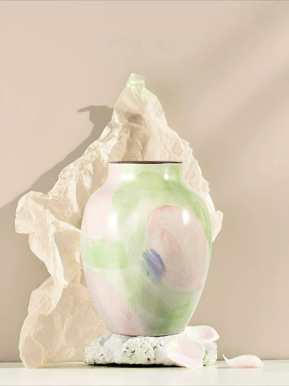 Pastel Floral Vase, Pastoral Retro Ceramic Vase for Table Flower Arrangement