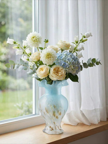French Style Gold Foil Glass Vase High End Aesthetic Hydroponic Flower Vase Living Room Home Decor Ornament