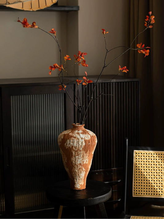 Jingdezhen Wabi Sabi Zen Ceramic Countertop Vase Retro Rough Pottery Flower Vase