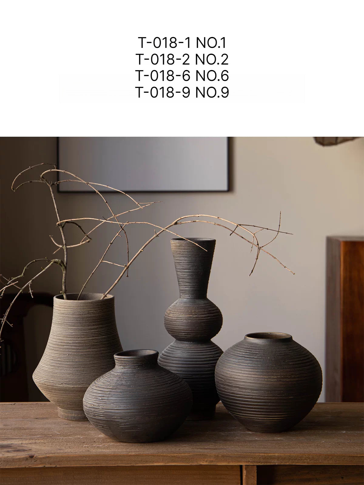 Chinese Wabi Sabi Retro Black Rough Ceramic Vase Tabletop Art Flower Vase for Dining Room Homestay Decor
