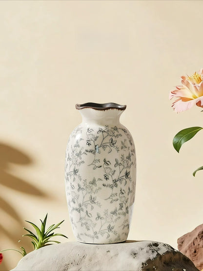 Neoclassical Ink Wash Creative Ceramic Vase Hydroponic Flower Vase Artistic Living Room Entryway Home Decor Ornament