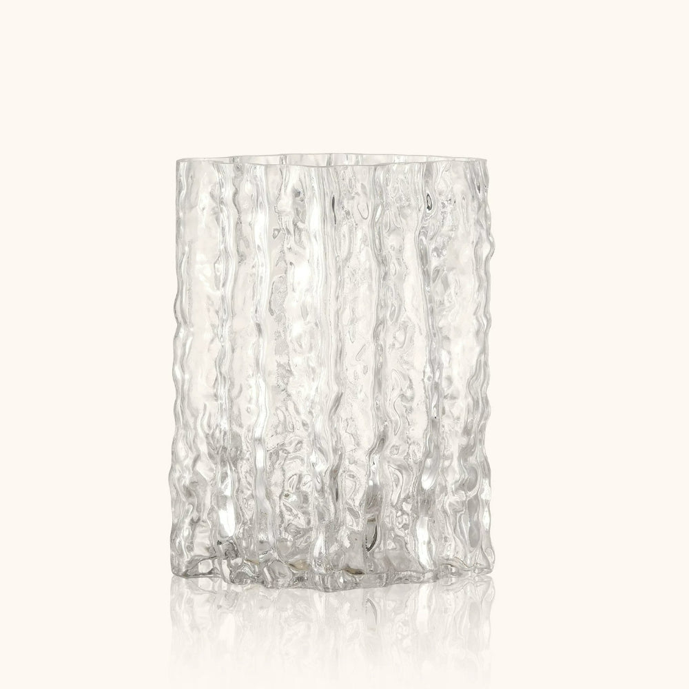 Nordic Glacier Keel Textured Glass Vase Modern Aesthetic Hydroponic Flower Vase Living Room Dining Table Home Decor Ornament