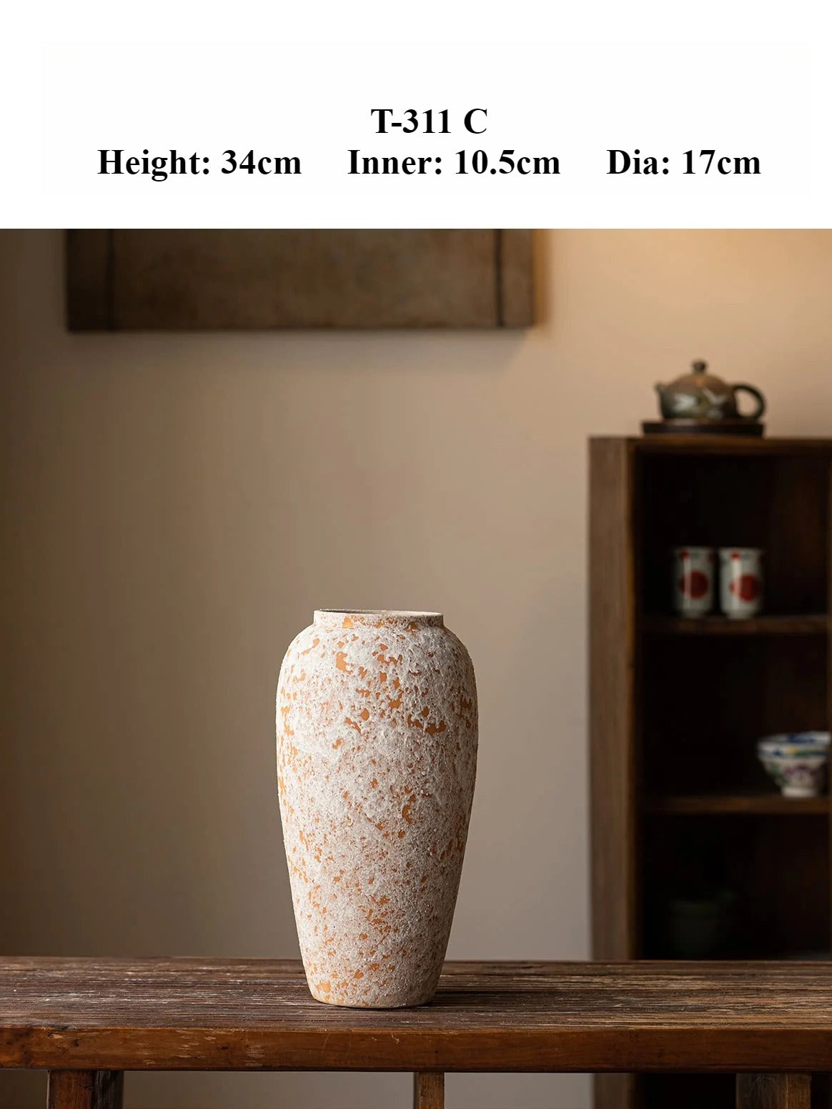 Wabi Sabi Ceramic Jar Vase New Chinese Jingdezhen Rough Pottery for Dried Flower Table Decor