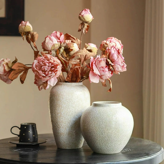 Crackle Glaze Vase, Chinese Retro Ceramic Vase for Table Decor