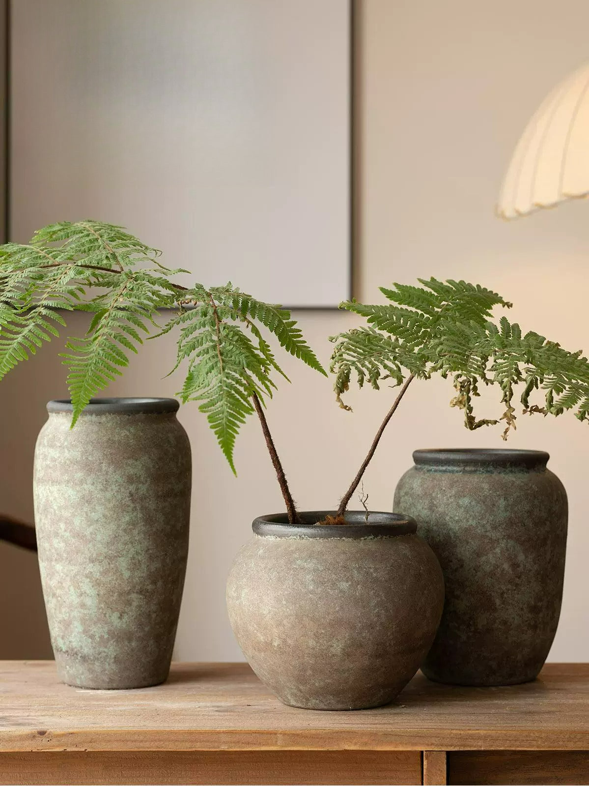 Antique Clay Pot Vase, New Chinese Wabi‑Sabi Ceramic Vase for Dried Flowers