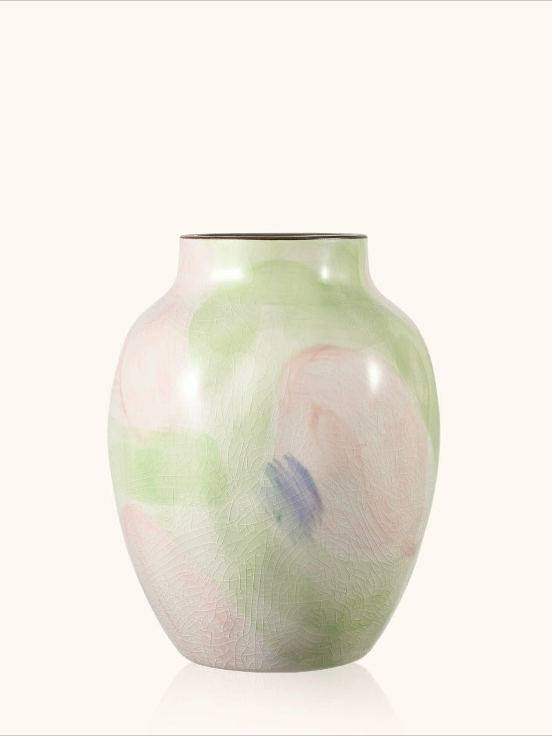 Pastel Floral Vase, Pastoral Retro Ceramic Vase for Table Flower Arrangement