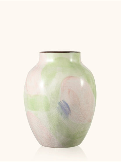 Pastel Floral Vase, Pastoral Retro Ceramic Vase for Table Flower Arrangement