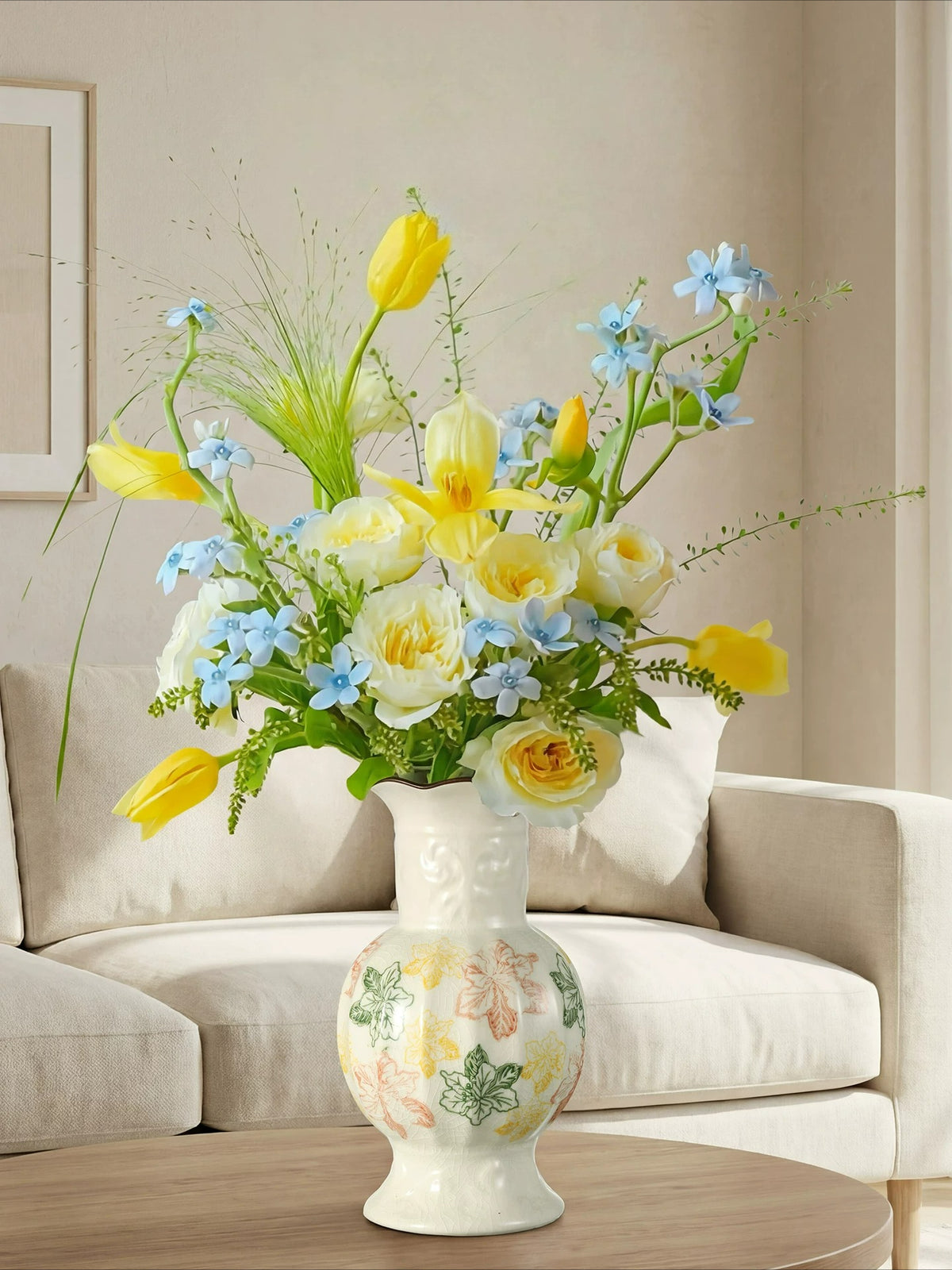 Original Design French Pastoral Retro Ceramic Vase Aesthetic Flower Arrangement Vase Living Room Dining Room Home Decor Ornament