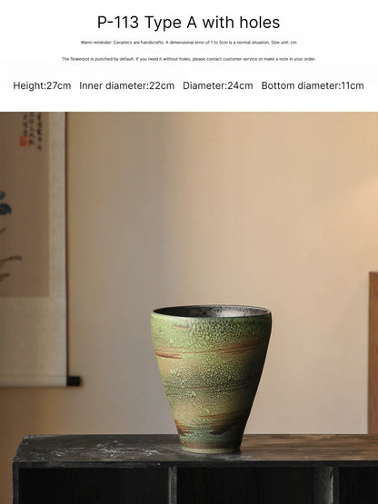 Retro Handmade Chinese Ceramic Pot for Green Planting