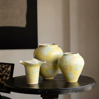 Hand Painted Wabi Sabi Ceramic Vase Minimalist New Chinese Style Home Decor