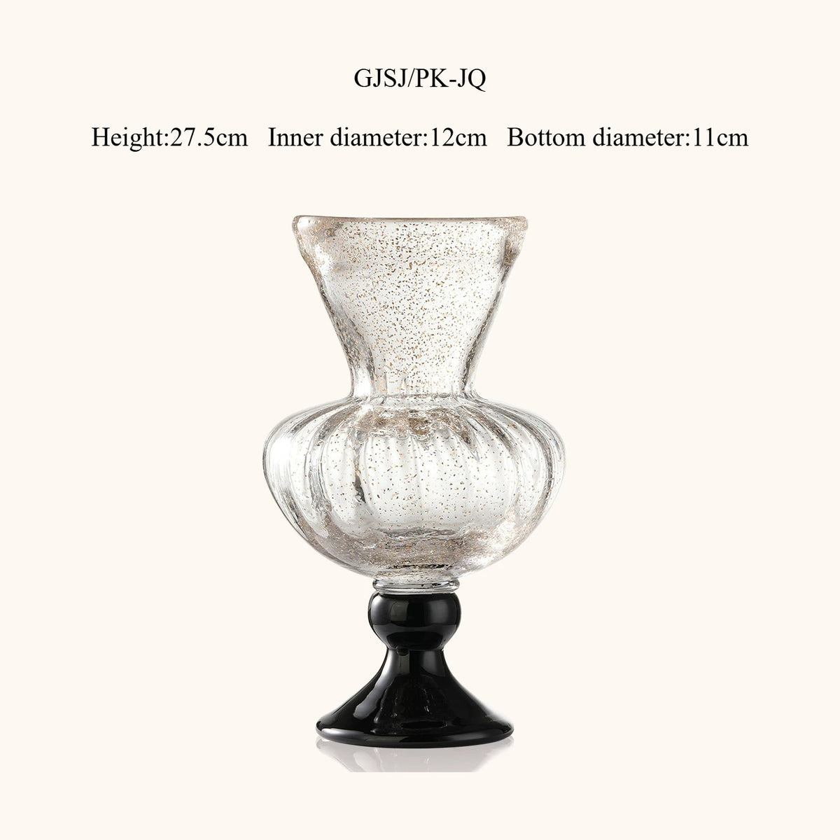 French Tall Gold Foil Glass Vase Luxury Aesthetic Flower Vase Modern Living Room Desktop Home Decor Ornament