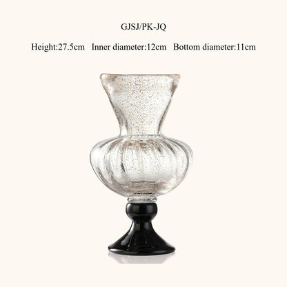 French Tall Gold Foil Glass Vase Luxury Aesthetic Flower Vase Modern Living Room Desktop Home Decor Ornament