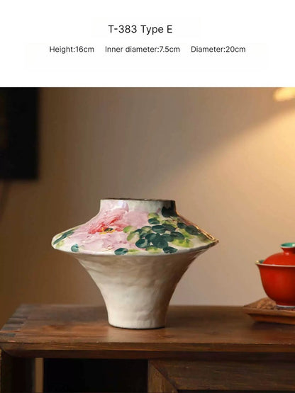 Retro Hand Painted Ceramic Vase New Chinese Style High End Art Decor for Home Hotel Homestay