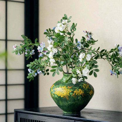New Chinese Light Luxury Hand Painted Ceramic Vase Golden Osmanthus Branch Jingdezhen Handmade Table Decor Vessel