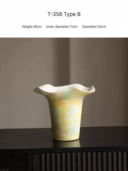 Hand Painted Wabi Sabi Ceramic Vase Minimalist New Chinese Style Home Decor