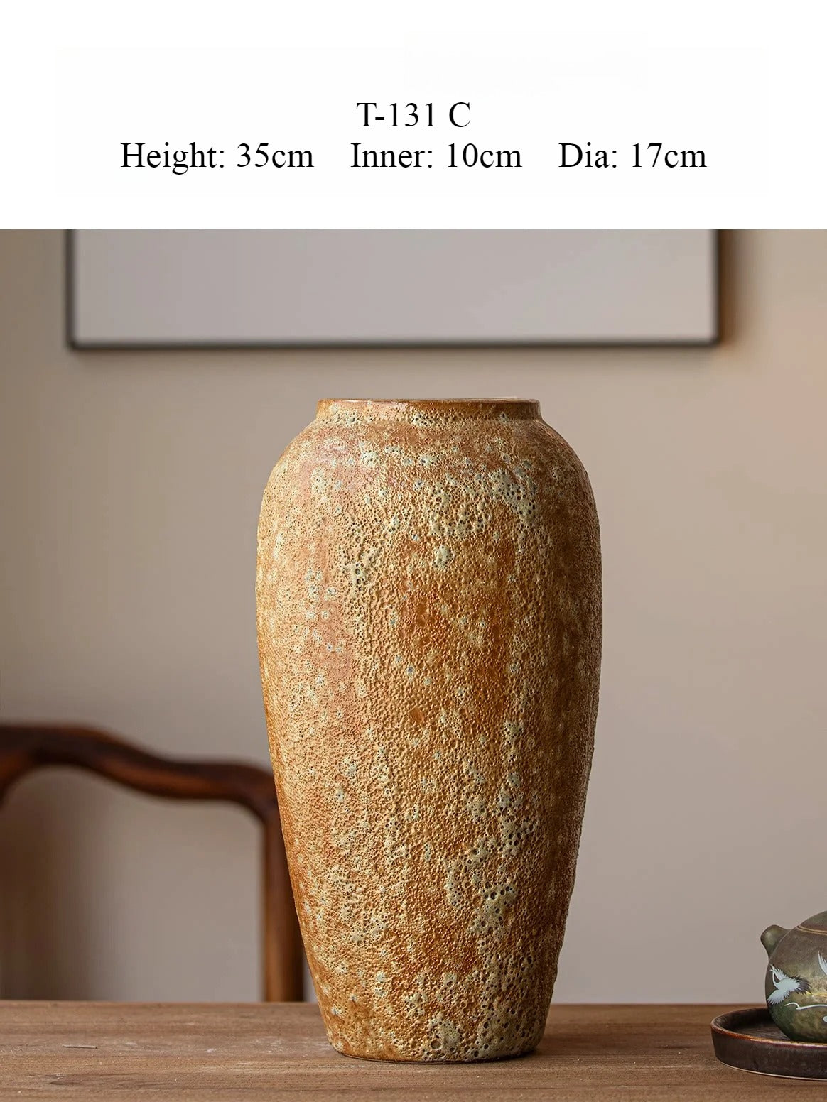 Textured Terracotta Vase, Jingdezhen Wabi‑Sabi Ceramic Pot for Dried & Water Flowers