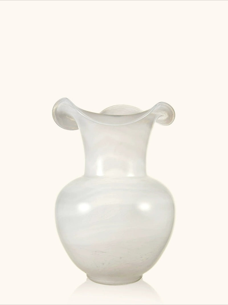 Opal Glass Vase, Song‑Aesthetic Luxury Glass Vessel for Fresh Flower Display