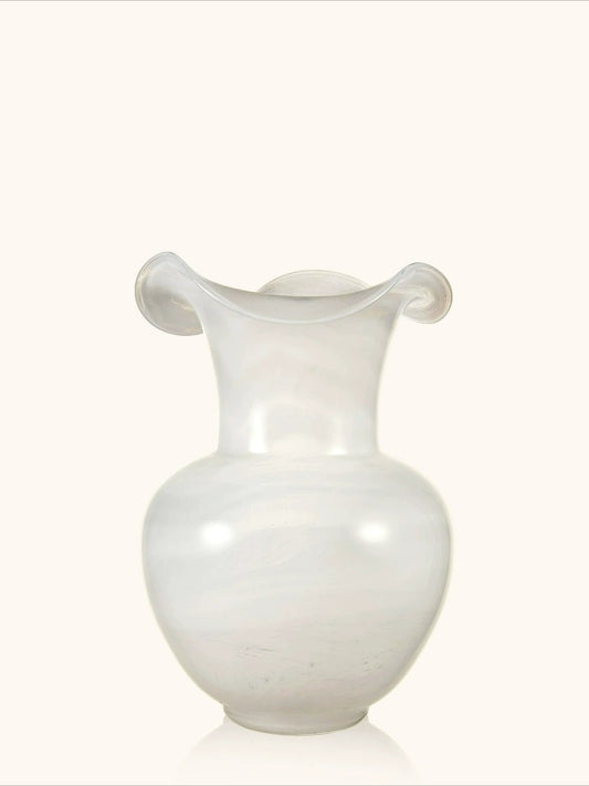 Opal Glass Vase, Song‑Aesthetic Luxury Glass Vessel for Fresh Flower Display
