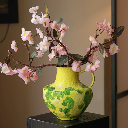 Hand‑Painted Pitcher Vase, Jingdezhen Retro Chinese Ceramic Vase for Home Decor