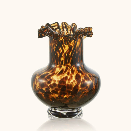 Vintage Leopard Print Glass Vase Aesthetic Hydroponic Flower Vase Living Room Home Decor Ornament
