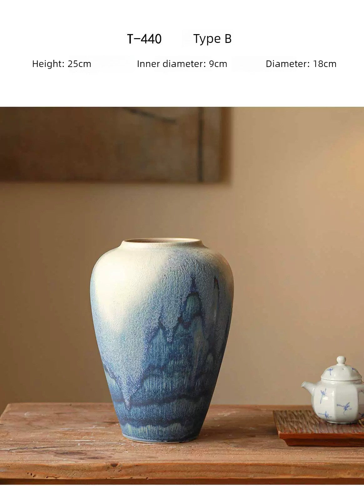Retro Chinese Ceramic Table Vase for Living Room Water Flower Arrangement Home Decor