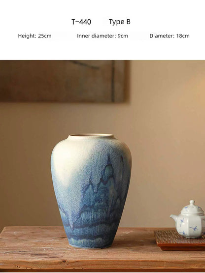 Retro Chinese Ceramic Table Vase for Living Room Water Flower Arrangement Home Decor