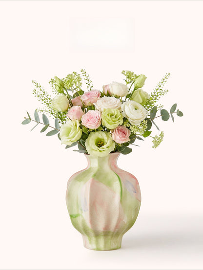 Oil Painting Style Luxury Retro Art Ceramic Vase Aesthetic Living Room Dining Table Flower Arrangement Decor