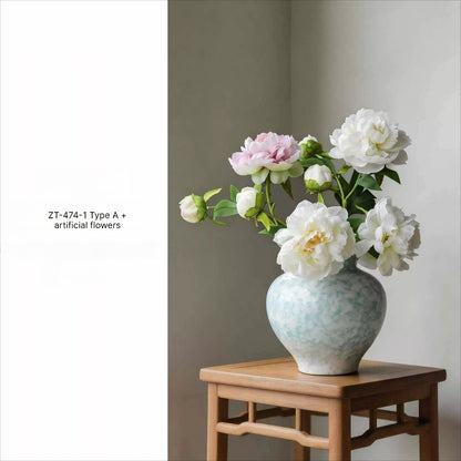 New Chinese Luxury Ceramic Vase Hydroponic Flower Vase Minimalist Aesthetic Entryway Desktop Home Decor Ornament
