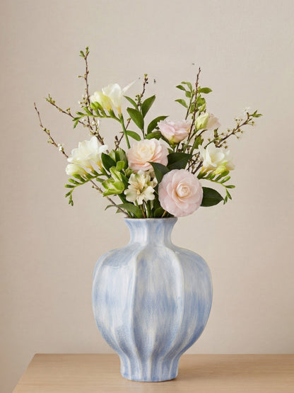 Oil Painting Style Luxury Retro Art Ceramic Vase Aesthetic Living Room Dining Table Flower Arrangement Decor