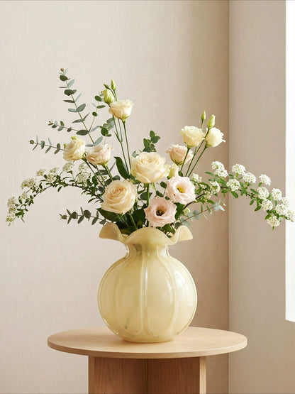 Nordic Lace Retro Glass Vase High End Aesthetic Flower Vase Living Room Dining Table Home Decor Ornament