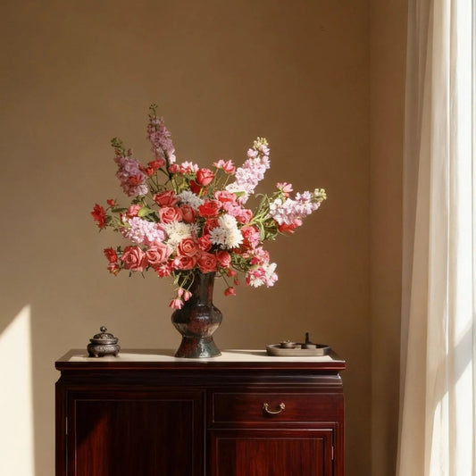Wabi-Sabi Black Ceramic Vase – High-End Retro Vessel for Fresh Flowers, Home & Hotel Living Room Decor