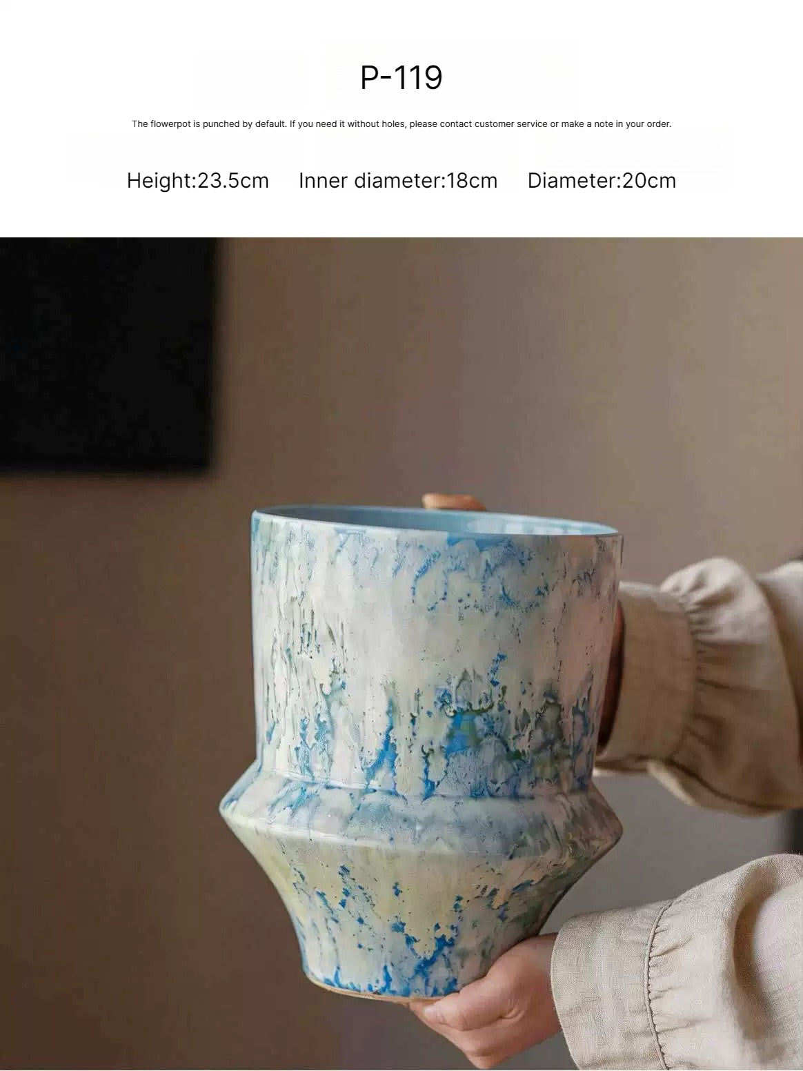 Handmade Jingdezhen Kiln Glaze Tapered Plant Pot For Home Floral Landscape Decor Gift