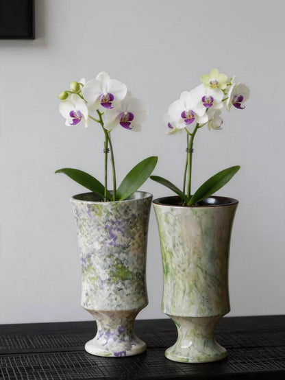 Vintage High Leg Phalaenopsis Pot Jingdezhen Ceramic Desktop Planter