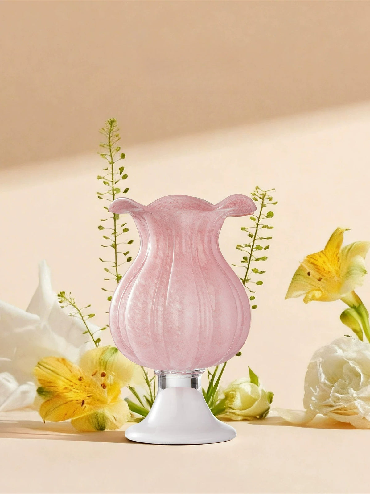 French Style Pink Tall Glass Vase Romantic Girl Aesthetic Hydroponic Flower Vase Living Room Home Decor Ornament