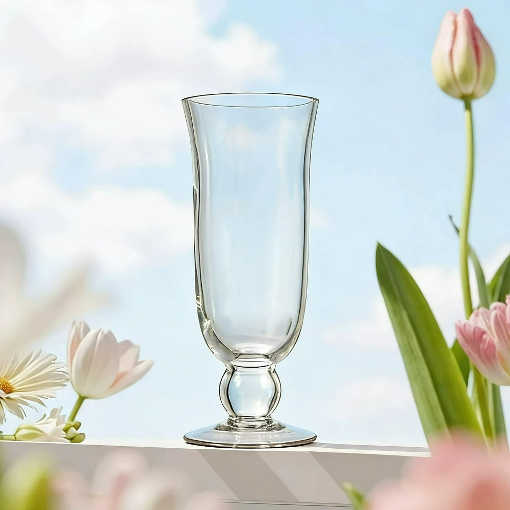 French Tall Clear Glass Vase Elegant Hydroponic Fresh Cut Flower Vase Modern Home Living Room Decor Ornament