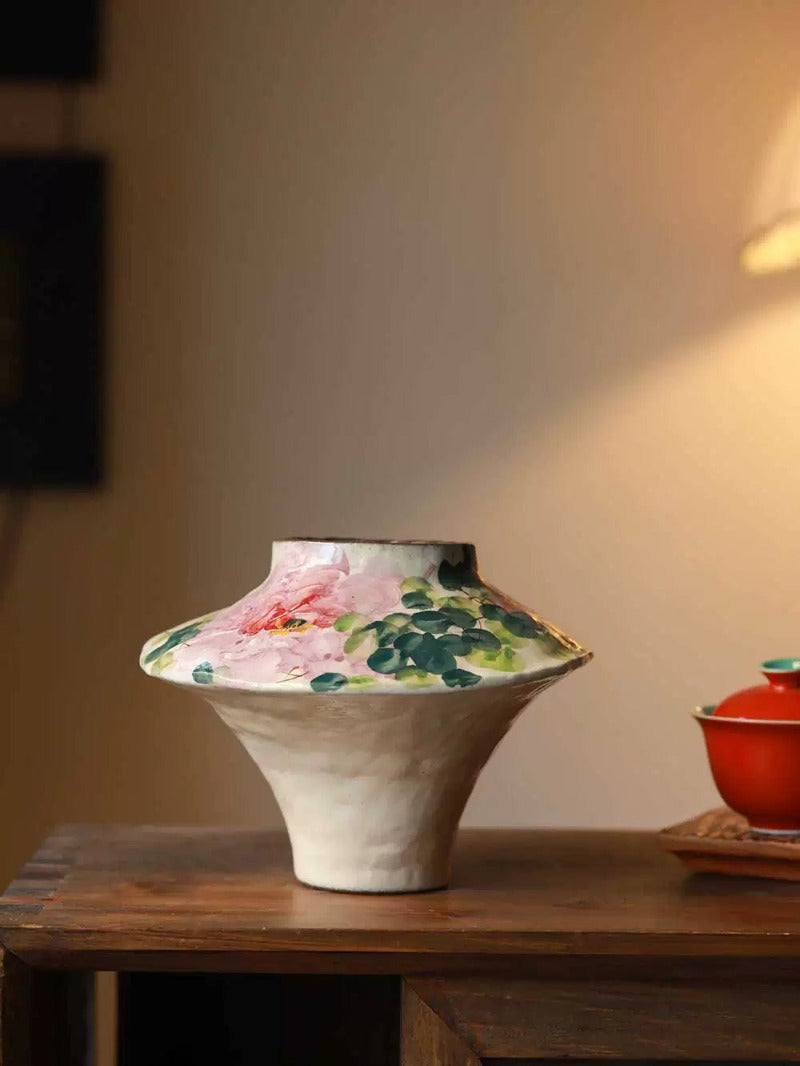 Retro Hand Painted Ceramic Vase New Chinese Style High End Art Decor for Home Hotel Homestay