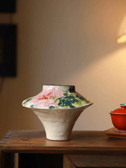 Retro Hand Painted Ceramic Vase New Chinese Style High End Art Decor for Home Hotel Homestay