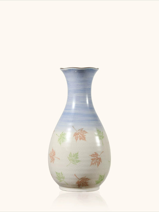 Vintage Blue Pastoral Cracked Glaze Ceramic Vase Single Flower Arrangement Office Desktop Home Decor Ornament