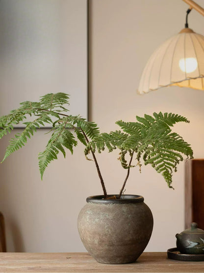 Antique Clay Pot Vase, New Chinese Wabi‑Sabi Ceramic Vase for Dried Flowers