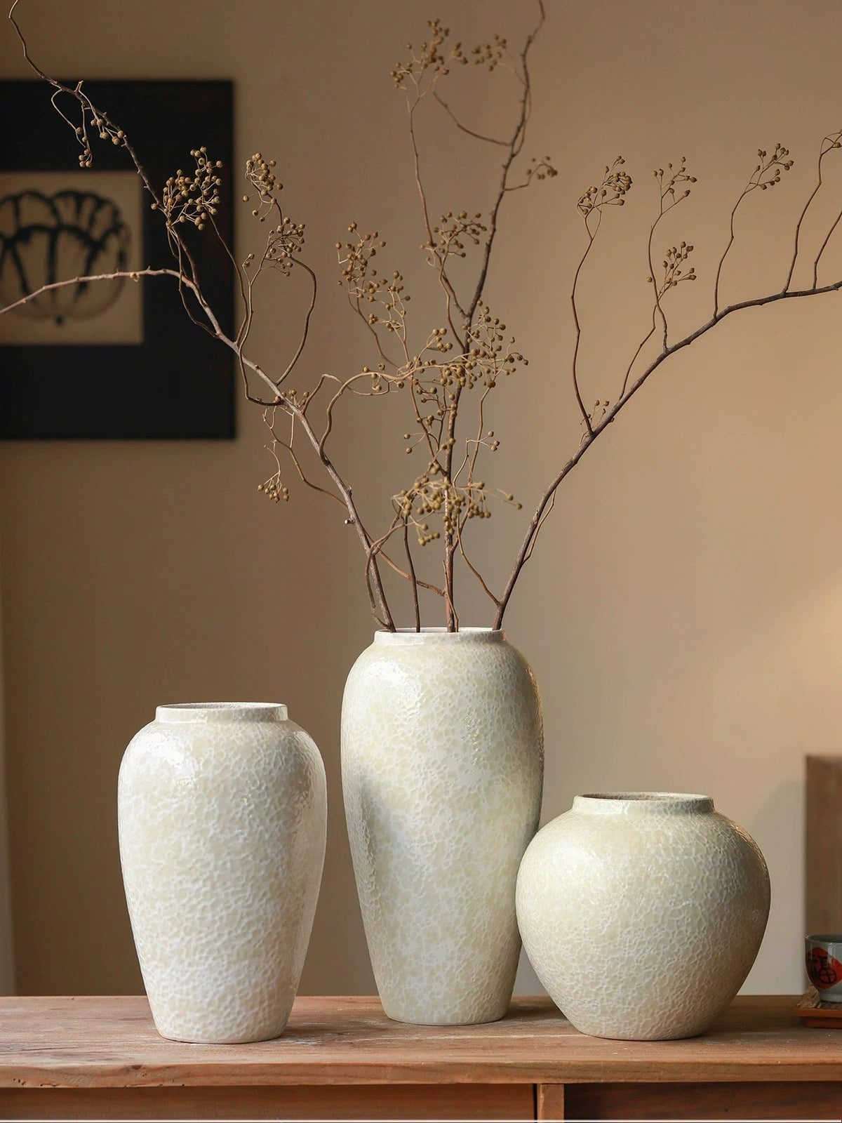 Crackle Glaze Vase, Chinese Retro Ceramic Vase for Table Decor