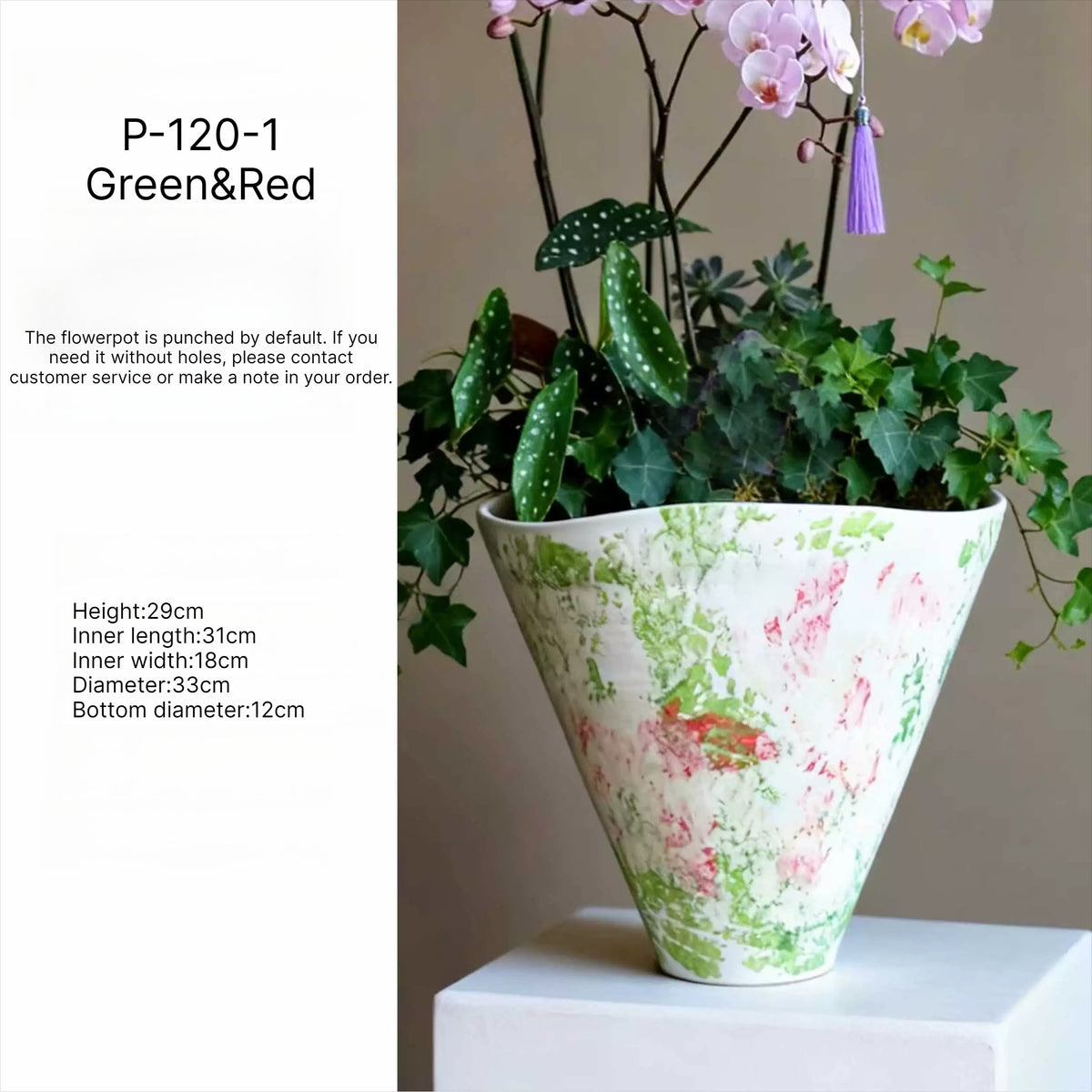 Handmade Jingdezhen Kiln Glaze Tapered Plant Pot For Home Floral Landscape Decor Gift