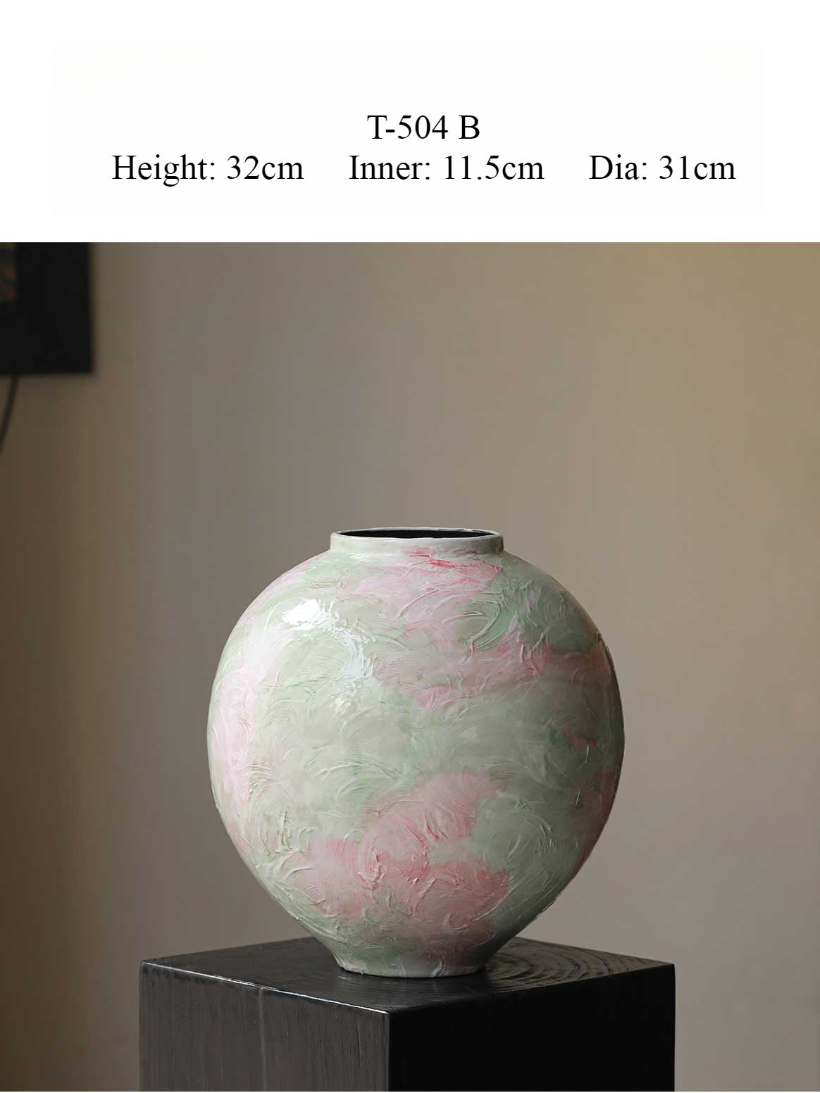 Pastel Painted Vase, Wabi‑Sabi Retro Ceramic Vase for Home Floral Decor