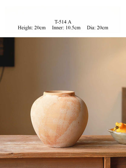 Rustic Clay Vase, New Chinese Zen Ceramic Vase for Table Decor