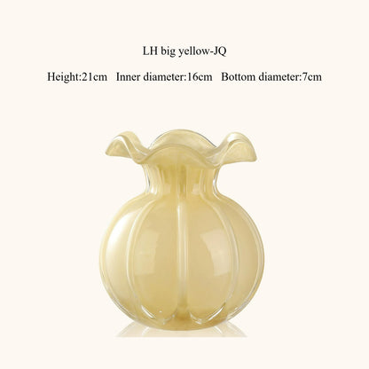 Nordic Lace Retro Glass Vase High End Aesthetic Flower Vase Living Room Dining Table Home Decor Ornament