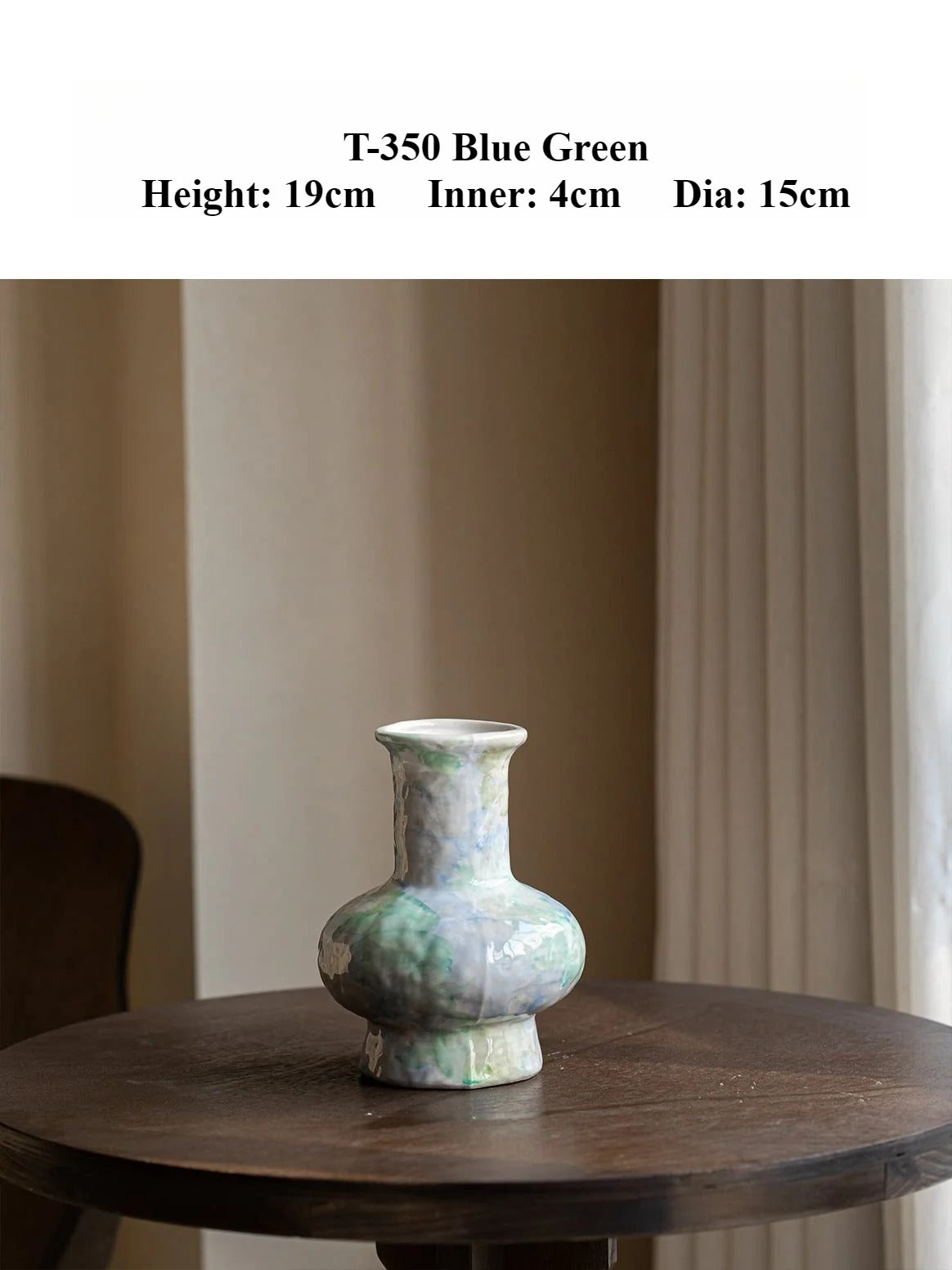 Wabi Sabi Blue Ceramic Vase Rustic Floral Vessel for Teahouse Homestay Table Decor
